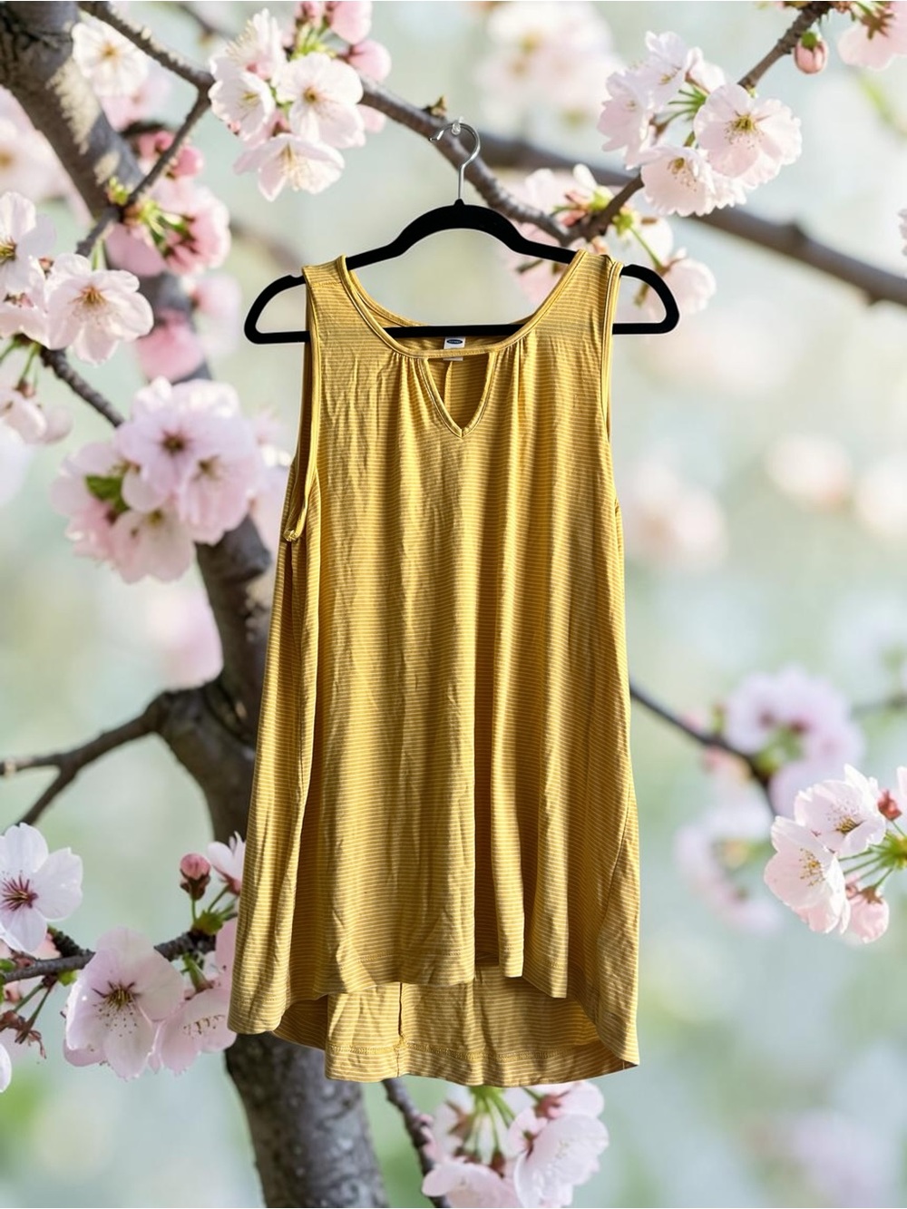 Old Navy Mustard Keyhole Ribbed Tank Top
